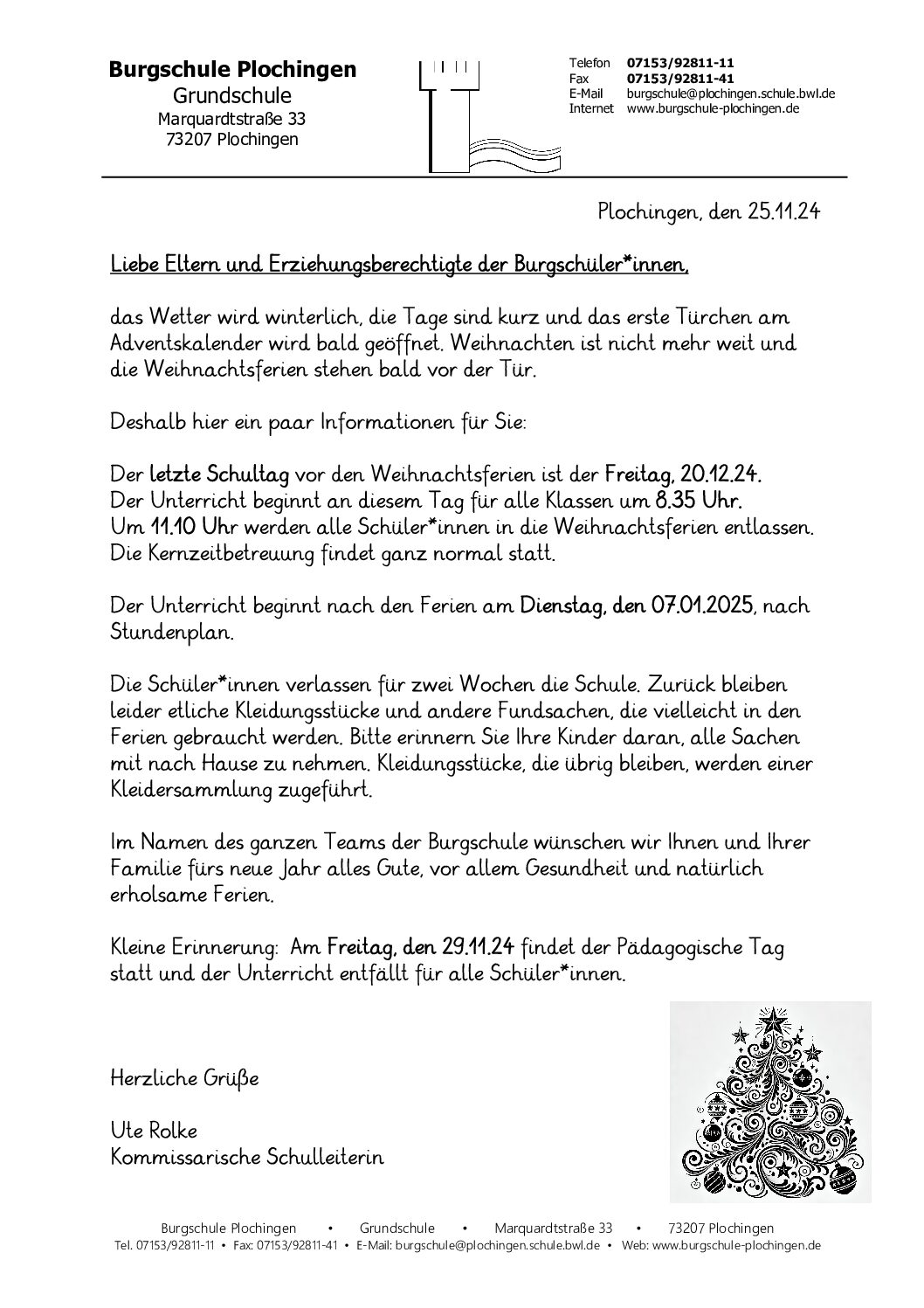 Elterninformation Weihnachten 2024